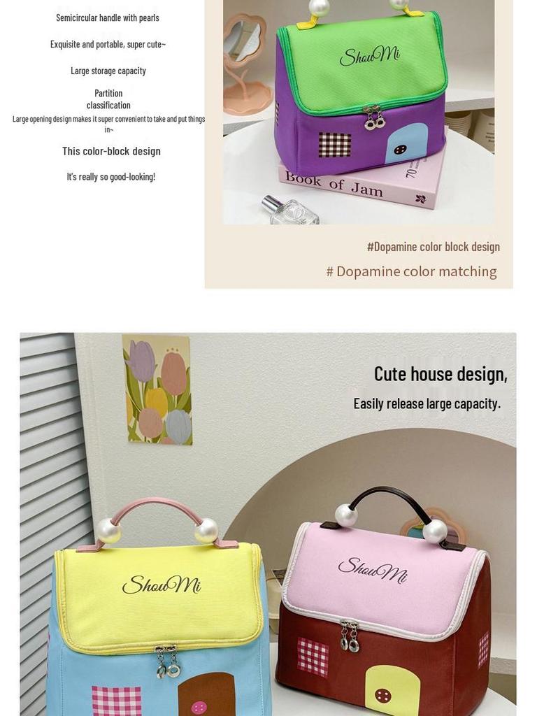 Dopamine House Women's Waterproof Travel Makeup Bag - Large Capacity, Portable Storage Handbag