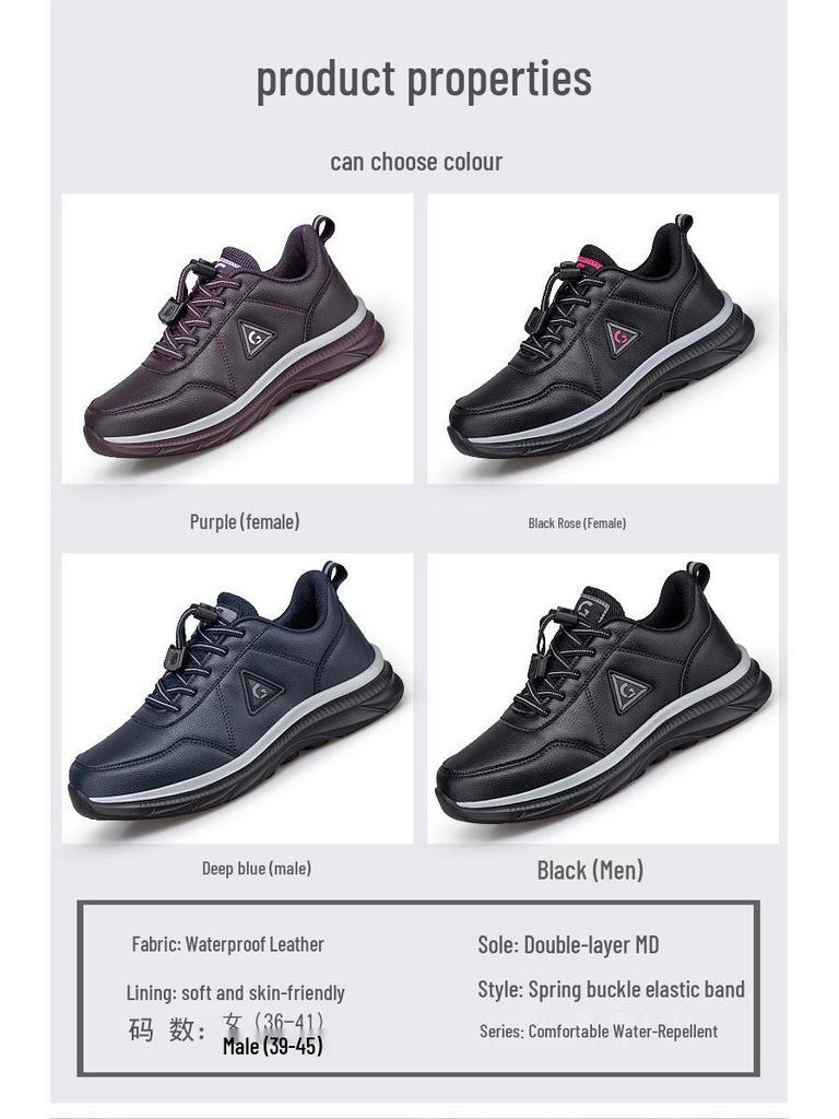 2025 Women's Genuine Leather Waterproof Non-Slip Casual Shoes for Middle-Aged & Elderly