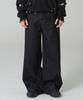 ROCKED GARAGE [Unisex] Labelo Washed Balloon Wide Fit Rivet Point Raw Denim Pants [Black Denim]