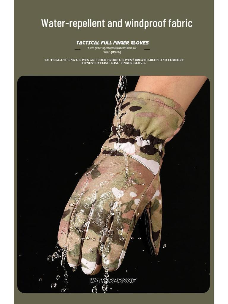 Men's Winter Tactical Gloves: Cold-Proof, Fleece-Lined, Windproof, Touchscreen-Compatible for Outdoor Motorcycle Riding.