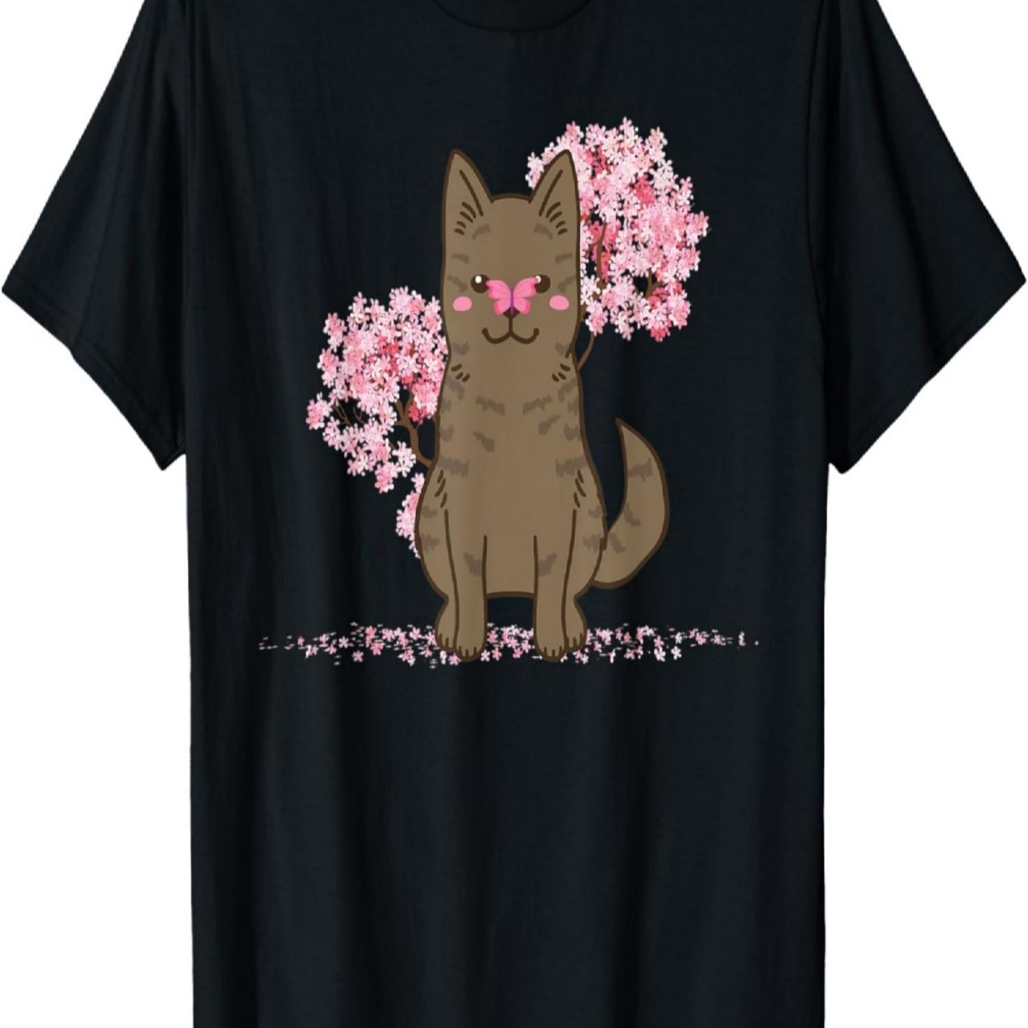 

Kawaii Sakura - Cherry Blossom Kai Ken Dog T-Shirt for Men Women S чёрный