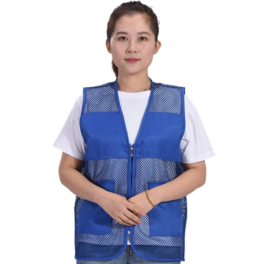 

Ordinary/With Reflective Strips Safety Vest Sleeveless Style See-through Vest Summer Season XXXL-Blue Ordinary