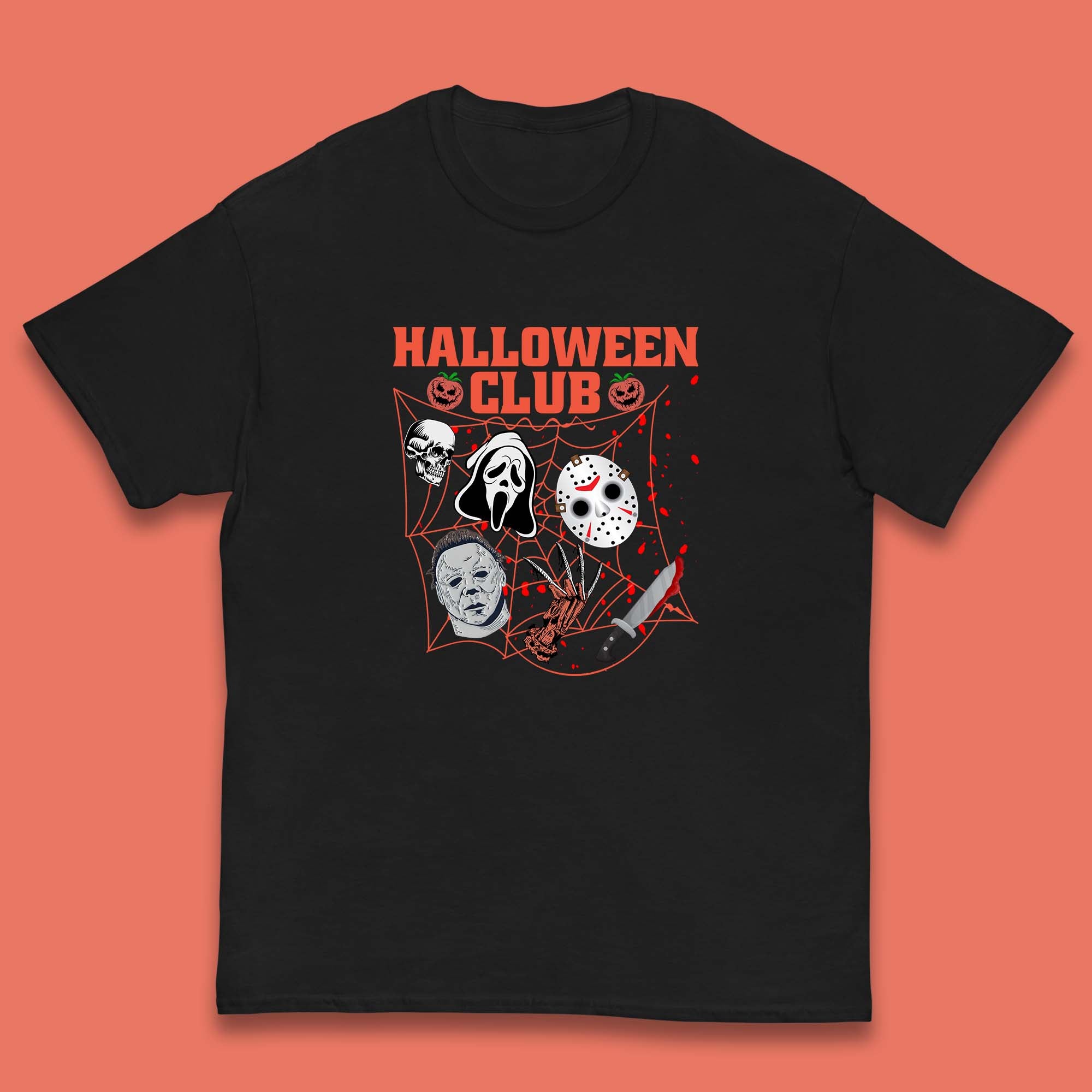 Halloween Club Horror Scary Friends Halloween Horror Movie Characters Kids T Shirt 130