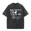Japanese Anime Serial Experiments Lain Vintage Washed T Shirt Manga Iwakura Girl Sci Fi T-shirts Men 100% Cotton Casual T Shirt