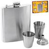Steel Hip Flask with Funnel and Glasses, 6 Pieces.
