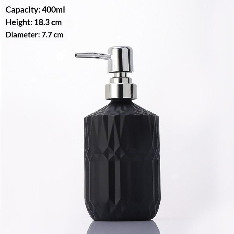 Dispensador de jabón de manos de vidrio con textura de diamante y bomba a prueba de óxido para baño, encimera de cocina