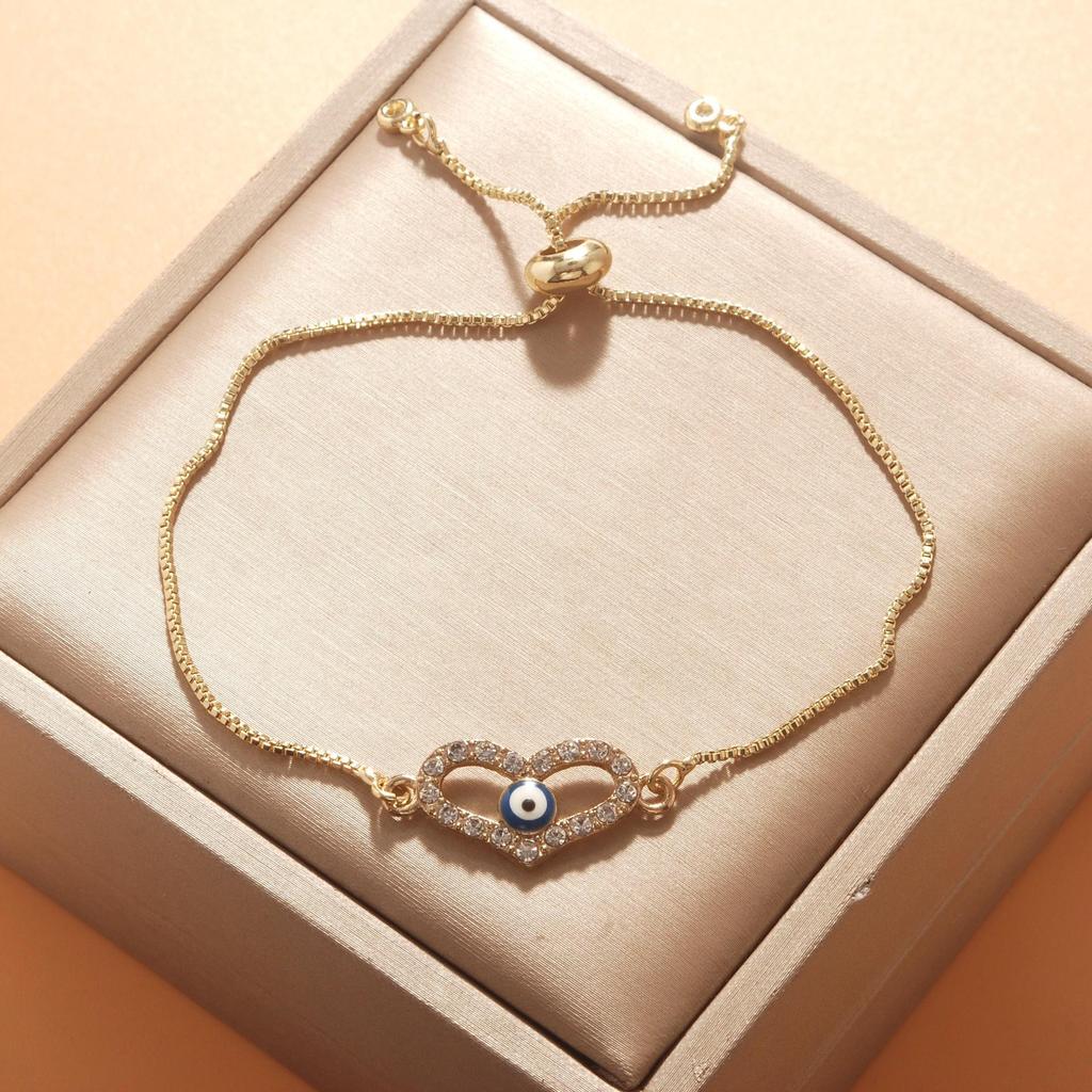 Verstellbares 8-förmiges Evil Eye Herzarmband für Damen - Europäische & Amerikanische Mode, Südostasiatischer Einfluss