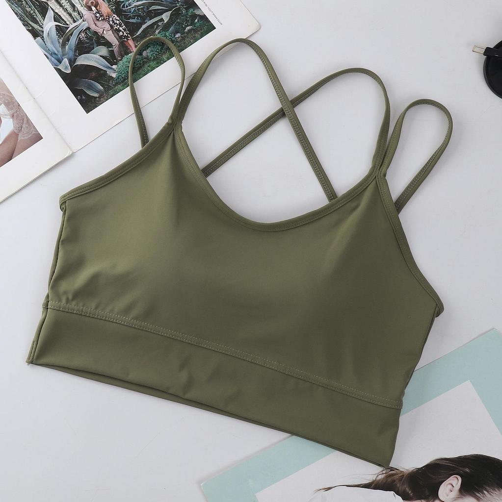 Sommer-BH aus Eis-Seide mit gekreuzten Trägern und festen Cups