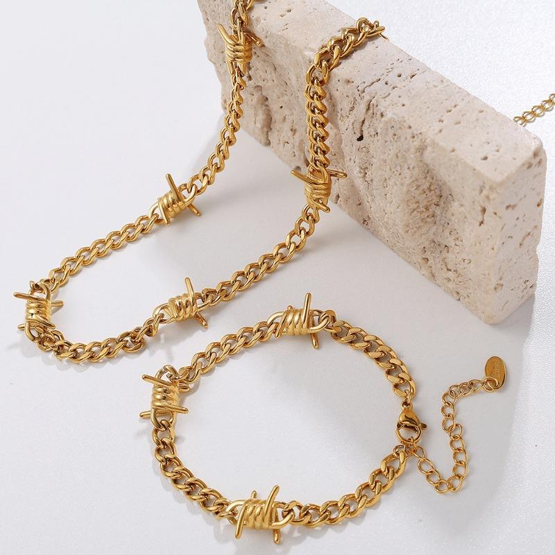Meier Thorny Cuban Chain Men's Bracelet Stainless Steel Plated 18k Gold Trendy Fashion Hip Hop Necklace
