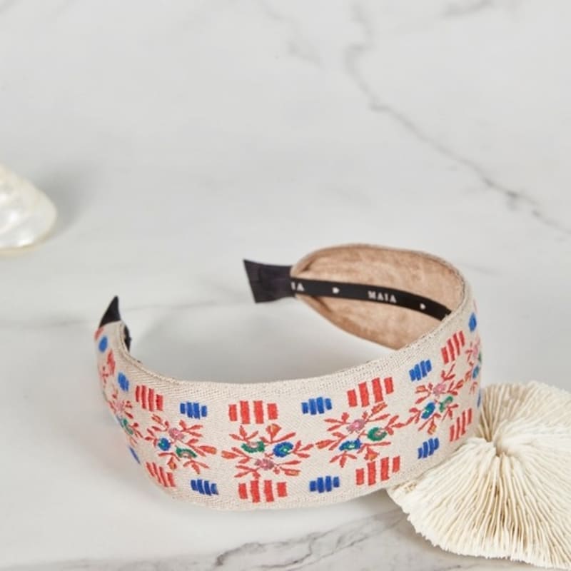 MAIA Garten Jacquard Haarband - Einfarbig Beige Rosa