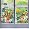 Colorful Floral Static Sticker Double-Sided Waterproof Flowers Sticker Spring Window Clings for Glass Windows Doors Home Office Decor
