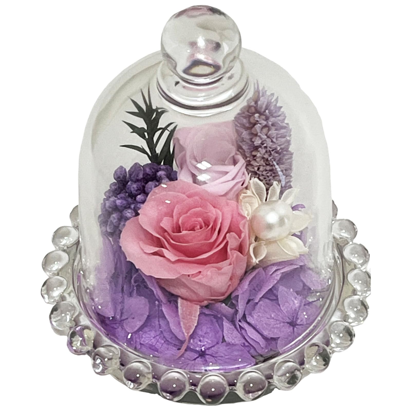 

Композиция из стабилизированных цветов Q-FLA в сухом куполе, фиолетовая, подарок на День матери, 785634