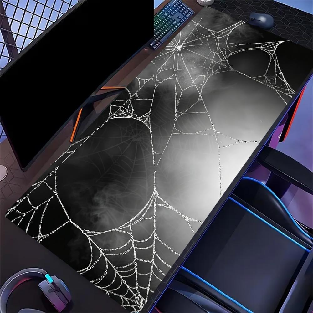 Large Desk Mat Gothic Spider Web Gaming Mouse Pad Non Slip Rubber Lock Edge Keyboard Mousepad Computer Laptop Office Decor