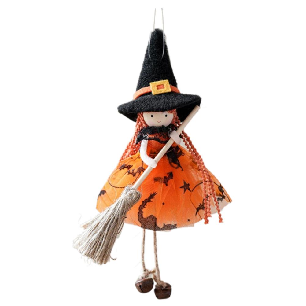 Halloween Ornament Witch Girl Broomstick Angel Hanging Pendant Mesh Silk Design For Christmas Tree Party Festival Decoration