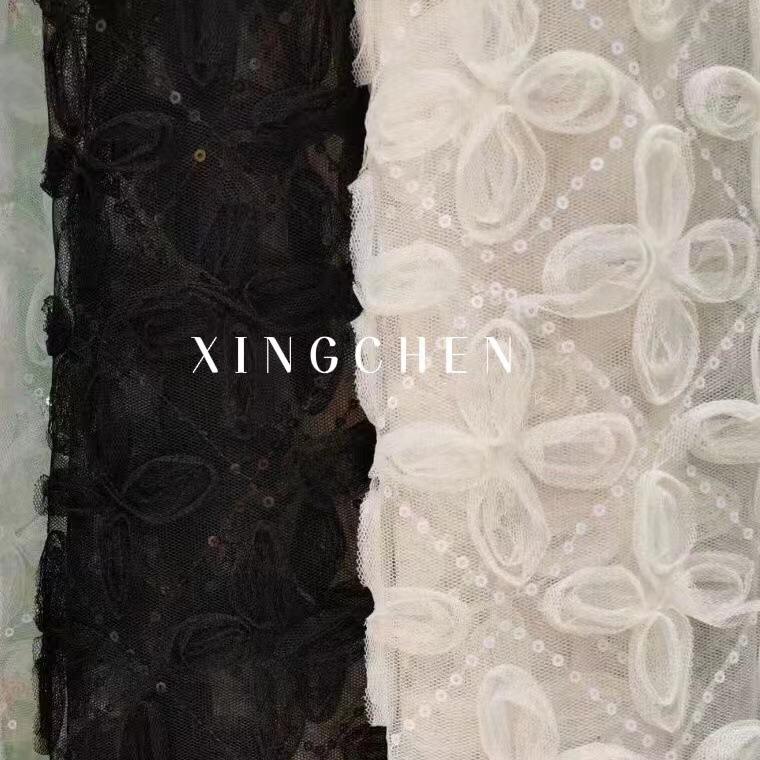 Three-Dimensional Petals White Lace Embroidery Cloth Diy Clothing Wedding Fabric Women'S Bag Tablecloth Decorative Sewing Embroidery Cloth