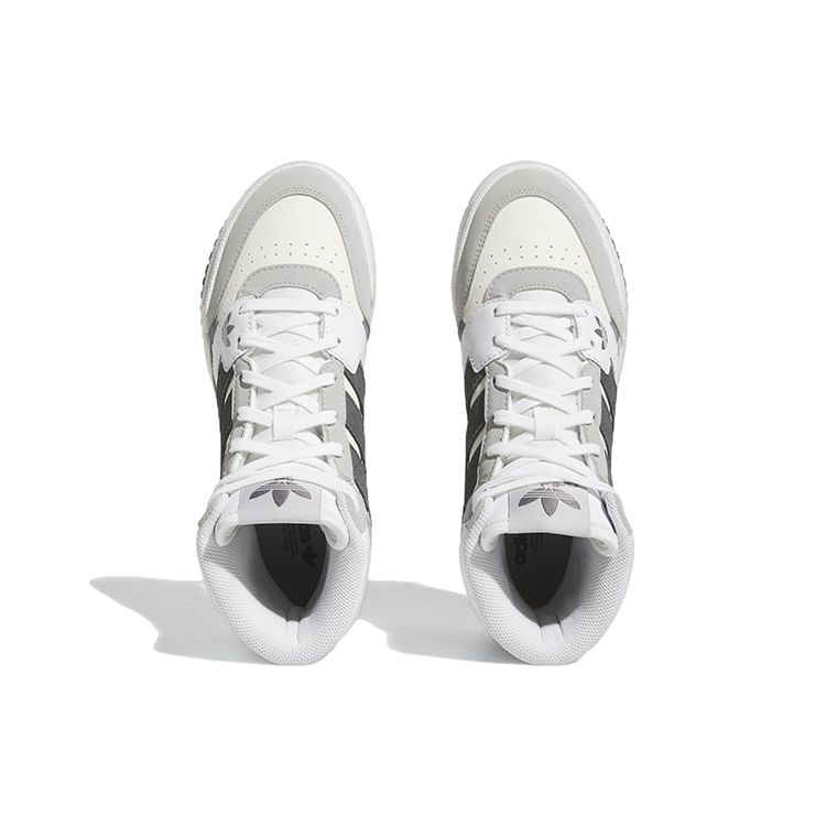 Adidas Originals Drop Step Leather Comfortable Trendy Slip Resistant Durable Lightweight High Top Skate Shoes Women Sneaker White Gray FZ5718