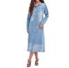 European & American Spring/Autumn Women's Washed Ripped Denim Long Sleeve Trench Coat with Lapel