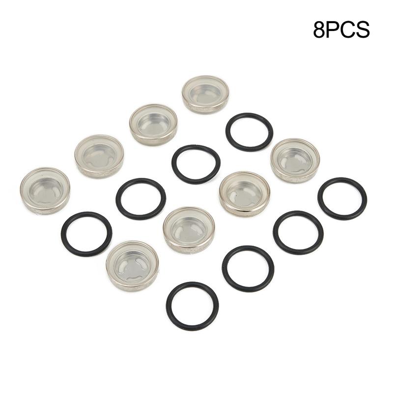 Replacement 8pcs 18mm Motorcycle Brake Master Cylinder Sight Glass with Gaskets for Efficient Brake Fluid Sealing