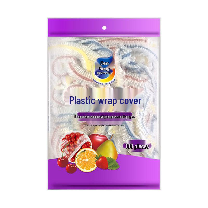100-Piece Colored Cling Film Covers: Food-Grade Disposable PE Wraps for Vegetable Preservation
