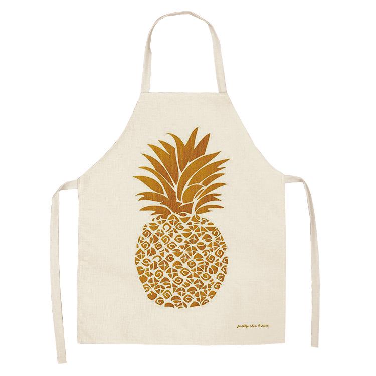 Matlagning Bakförkläde Ny frukt Ananas Köksförkläde Anti-fläckar Linne Kockförkläde för män och kvinnor Rengöringsverktyg