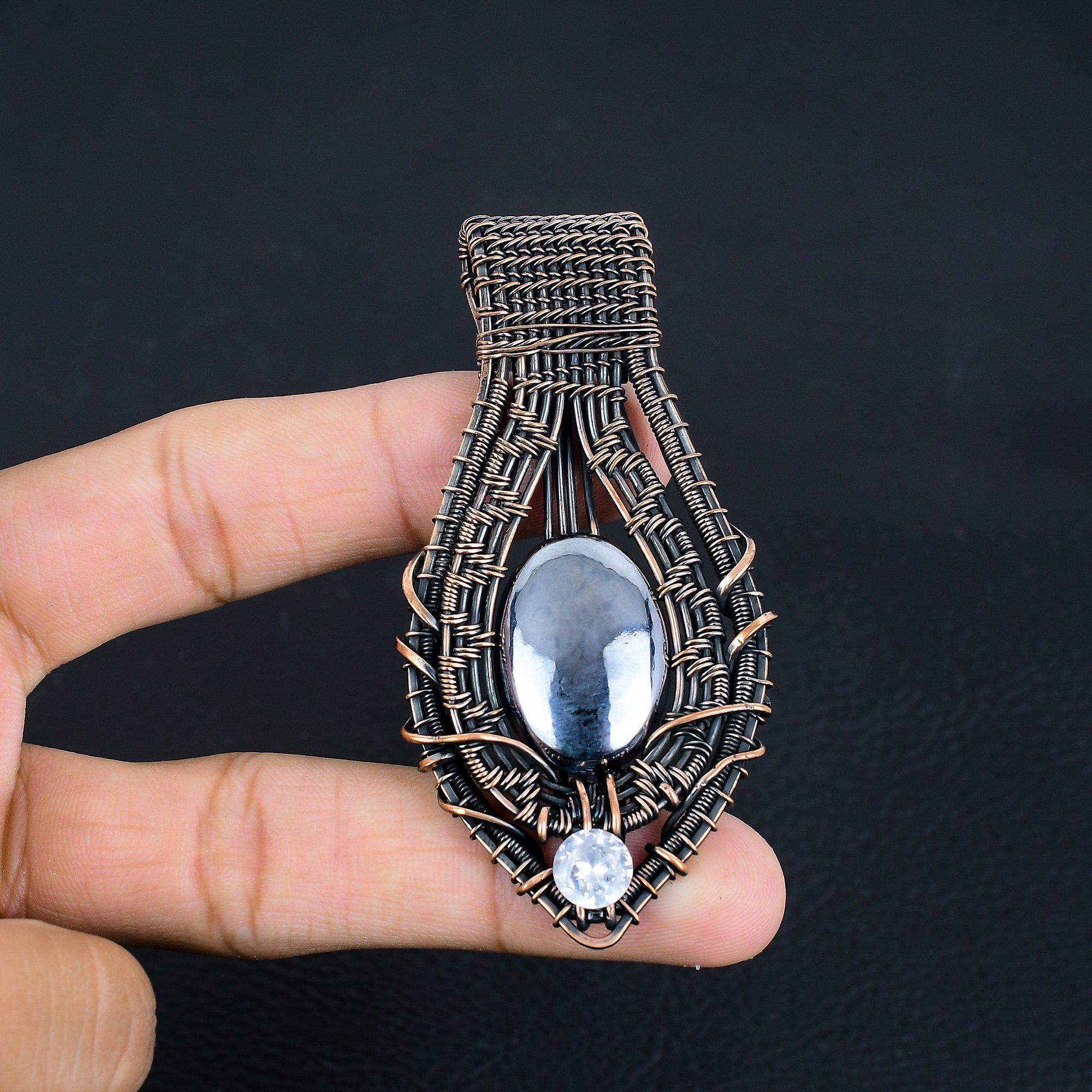 

Кулон из шунгита, ювелирное изделие из драгоценного камня, обернутое медной проволокой 999 пробы, кулон ручной работы, для Дня благодарения 3.14 Inches