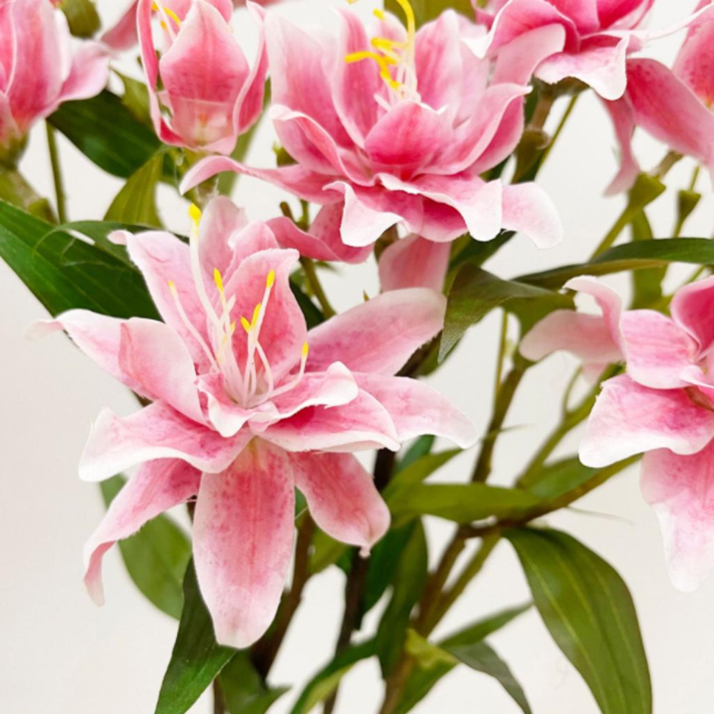 Artificial Lily Flower Light Roseate 60cm Long Elegant Vivid Faux Lily for Living Room Kitchen Bedroom