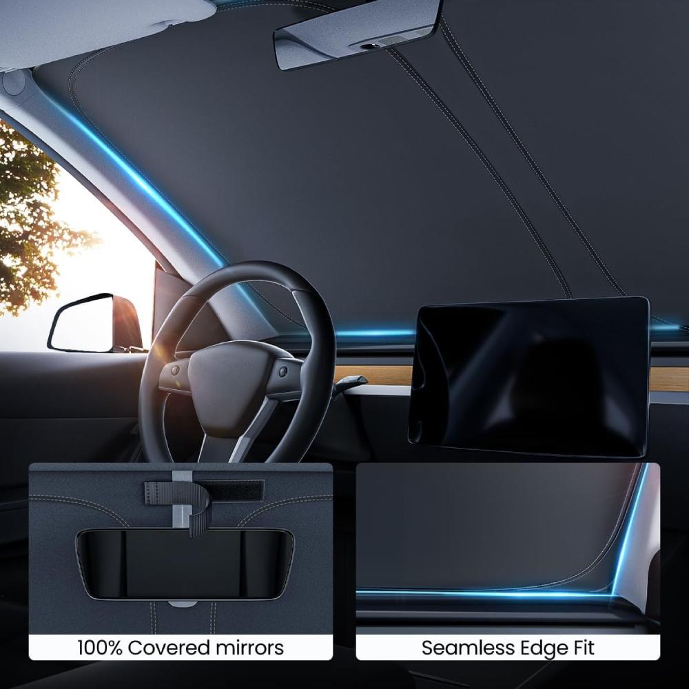 

2025 For Tesla Model Y Juniper Model 3 Highland Windshield Sunshade Sun Blockage Foldable Heat Insulation Car Sunshade Accessory Windshield M3 MY