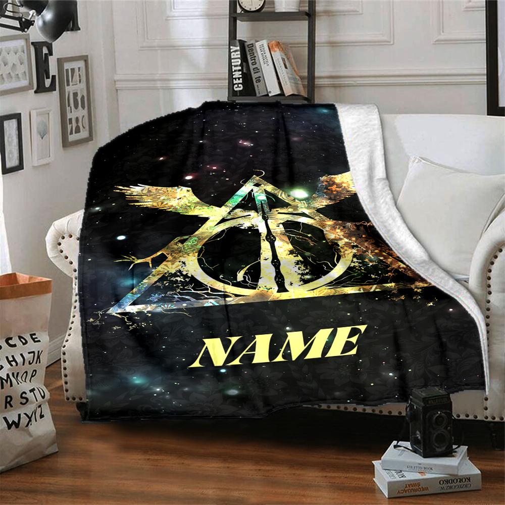 Custom Name Elegant Gothic Crest blanket for Couch & Bed, Plush Cozy Fuzzy Blanket Super Soft & Warm Blankets for Fall and Winter. 090874