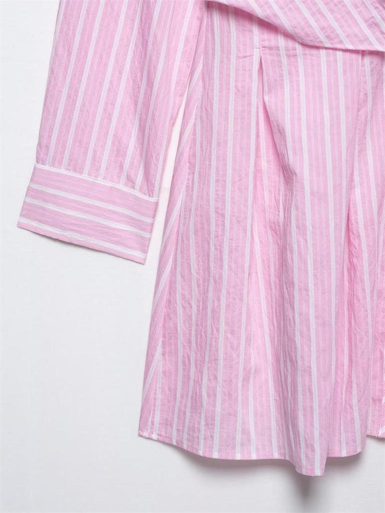 TAOP&ZA Summer Women's Striped V-Neck Long Sleeve Loose Dress