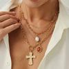 Ingemark 4 Stück/Set Kreatives Kreuz Jesus Kristall Anhänger Choker Halskette für Damen Vintage Geometrische Ketten Party Schmuck Geschenke