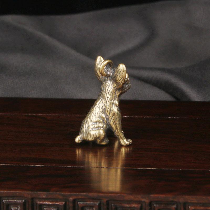 Retro Style Brass Mini Sharpei Dog Casting Animal Figurine Sculpture Home Office Room Desktop Decoration Collect Ornaments Gift