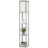 Floor Lamp with Shelf, 3 Compartments, Compact Dimensions, MDF, Light Grey