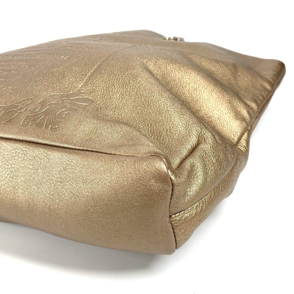 BVLGARI Logo S.Bulgari Hand Bag Vertical Tote Bag Leather Gold