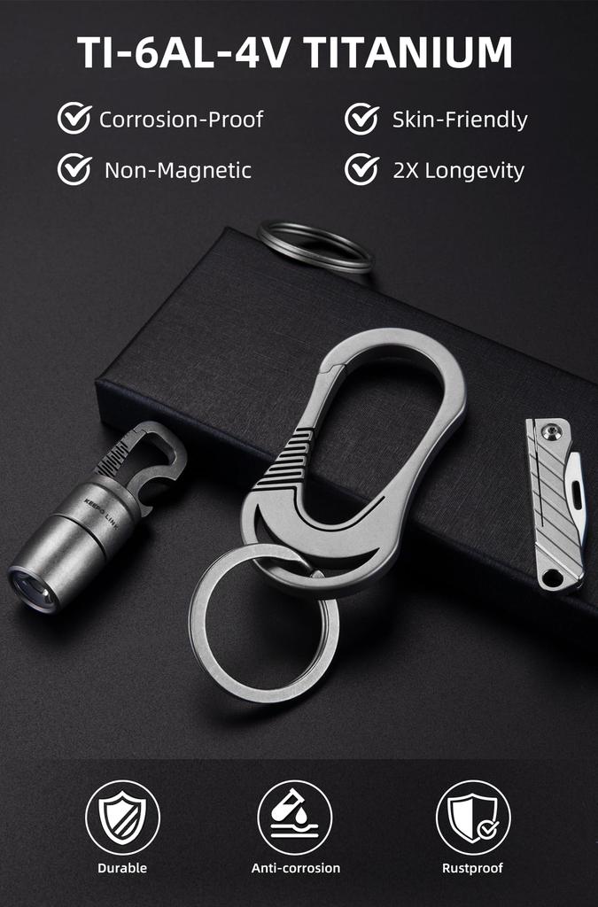 Titanium Carabiner Keychain - EDC Compatible Key Ring Model OLM01 (Gunmetal Gray)