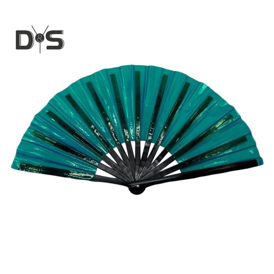 Bunter Kung-Fu-Fächer, holografischer, faltbarer PVC-Fächer, ergonomischer Griff, sanftes Öffnen und Schließen, Performance-Fächer, Volkshandwerks-Fächer