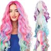 Cosplay Lolita Anime Wig: Princess-Style Colorful Gradient Rainbow Long Curly Hair for Girls (Harajuku Style)