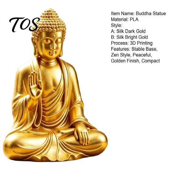 Mindfulness Gift for Friends 3D Printed Golden Buddha Statue, Sitting Shakyamuni Figurine, Sculpture Elegant Gold Statue with Serene Expression