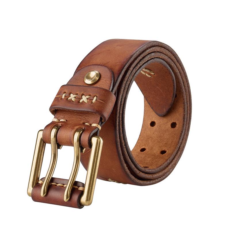 Men's Retro Korean Style Genuine Leather Belt - Versatile and Trendy for Casual Jeans