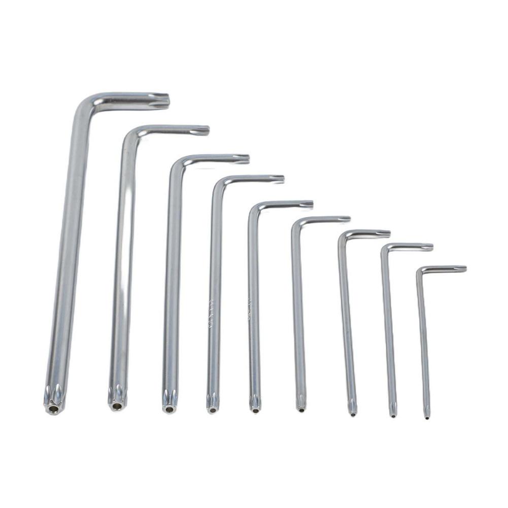 Professional Maintenance Star Wrench Set L-Type Star Keys Star Wrench Kit Set Silver Heat Treated Construction