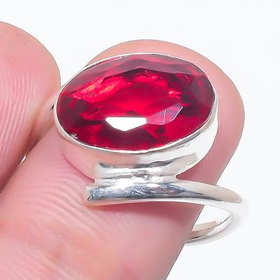 Granat Ädelsten 925 Sterling Silver Smycken Ring Storlek 7