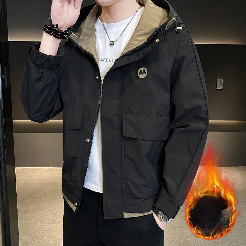 

Coat Men s Spring and Autumn New Trendy Hooded Casual Loose Top Men s Jacket 4XL