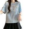 Women's Embroidered T-shirt Ladies Short Sleeved T-shirts with Letter Bow Design Korean Style Loose New Trendy Famale Crew Neck Top