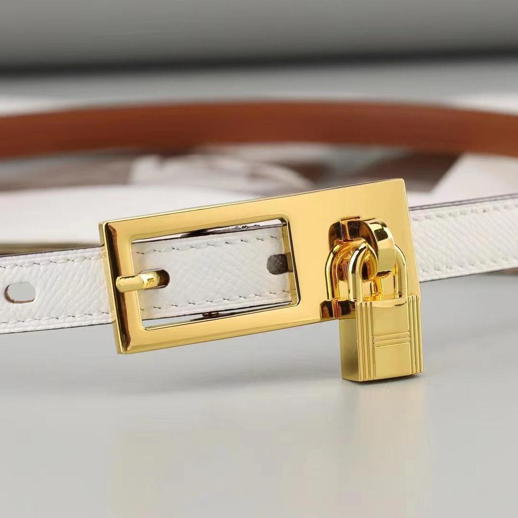 Curea de piele naturală pentru femei, cu cataramă cu pin și lacăt, din piele de vacă, pentru blugi și costume