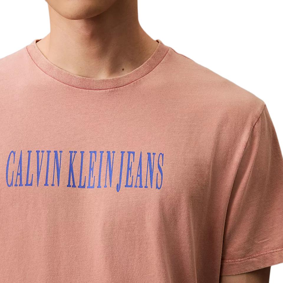Calvin Klein Minimalist Comfortable Round Neck Graphic Short Sleeve T-Shirt Men T-Shirts Pink 4RB854G-610