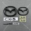 Car Front Grille Decorative Front Cover Badge Accessories for 2022-23-24-2025 Year CX-5 Trunk Badge 2.5 AWD Emblems Black