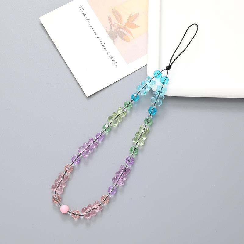 Cartoon Teddy Bear Phone Chain DIY Handmade Beaded Phone Case Pendant Short Style