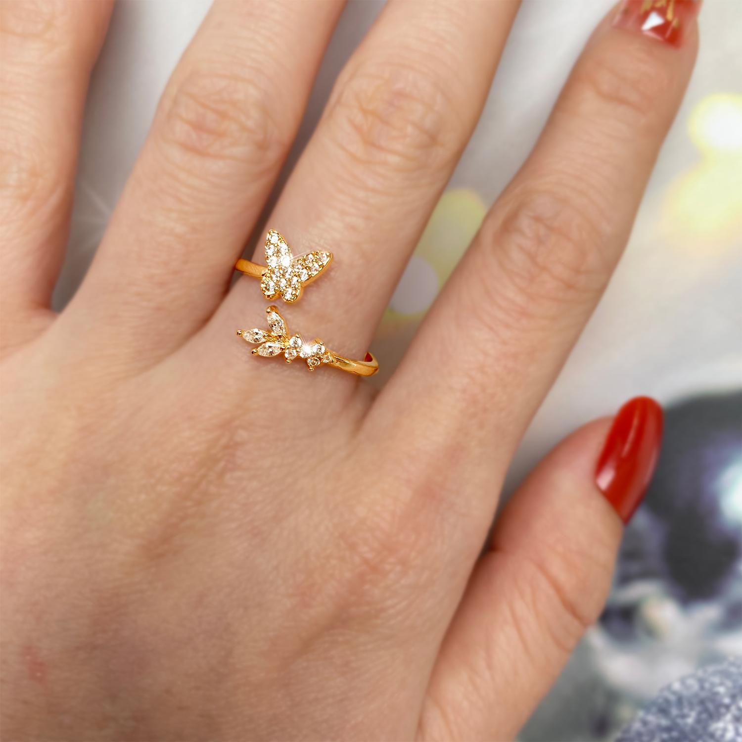 Циркон Бабочка Микро Мозаика Кольцо Ретро Кольцо Открытие Темперамент Вечеринка Концерт Модные Ювелирные Изделия Подарок