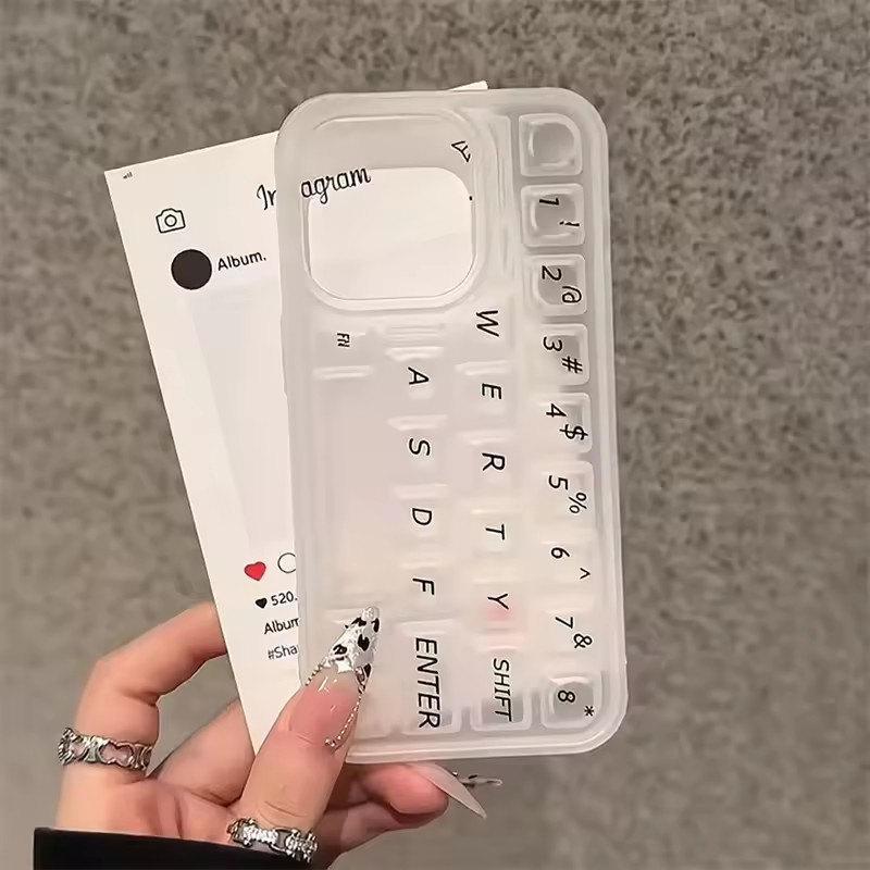 

Чехол для телефона из мягкого силикона с 3D-клавиатурой, совместимый с iPhone 16, 15, 13, 14, 12 Pro Max, креативная имитация задней крышки iPhone 15 Plus
