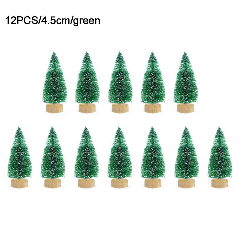 12pcs Mini Christmas Tree Pine Tree DIY Christmas Decorations For Home Table Navidad Xmas Ornaments New Year Decor Kids Gift