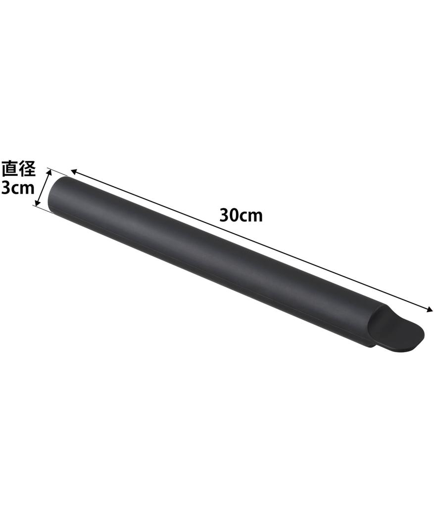 Yamazaki Tower Silicone Rolling Pin with W3 X D3 X Dishwasher Rolling and Cutting 1412 Scraper, Black, H30cm, Safe, 2-Way Function,